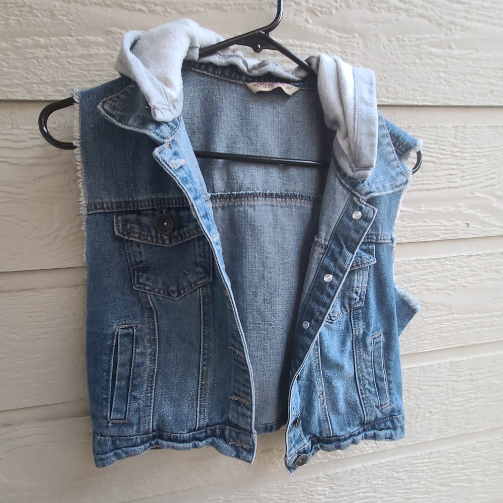 Highway jeans Casual denim hooded vest jacket L - Picture 8 of 11